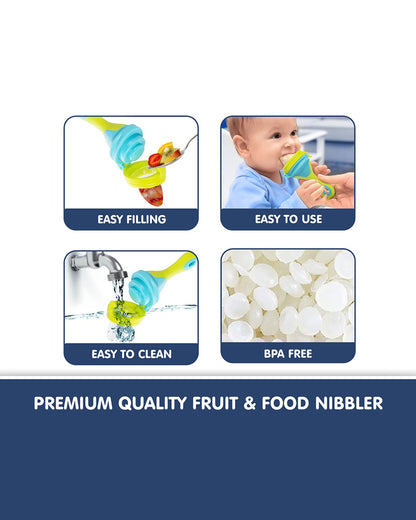 Hopop Soft Silicone Fruit & Food Nibbler-BPA Free-Mesh Feeder-Green & Blue-For Infants