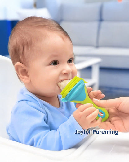 Hopop Soft Silicone Fruit & Food Nibbler-BPA Free-Mesh Feeder-Green & Blue-For Infants