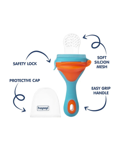 Hopop Soft Silicone Fruit & Food Nibbler-BPA Free-Blue & Orange-For Infants