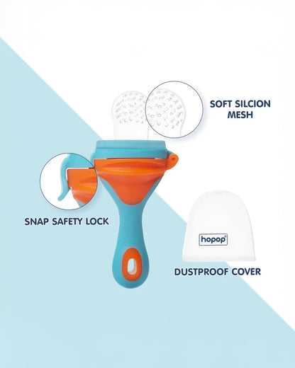 Hopop Soft Silicone Fruit & Food Nibbler-BPA Free-Blue & Orange-For Infants