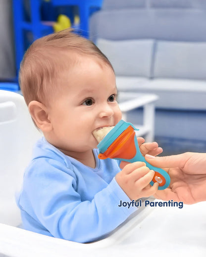 Hopop Soft Silicone Fruit & Food Nibbler-BPA Free-Blue & Orange-For Infants