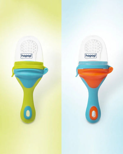 Hopop Soft Silicone Fruit & Food Nibbler-BPA Free-Blue & Orange-For Infants