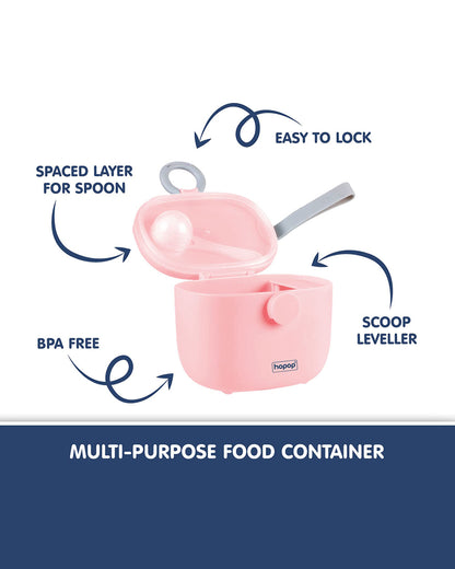 Hopop Milk Powder & Multi-Purpose Food Container-With Spoon-BPA Free Plastic-Pink-170ml