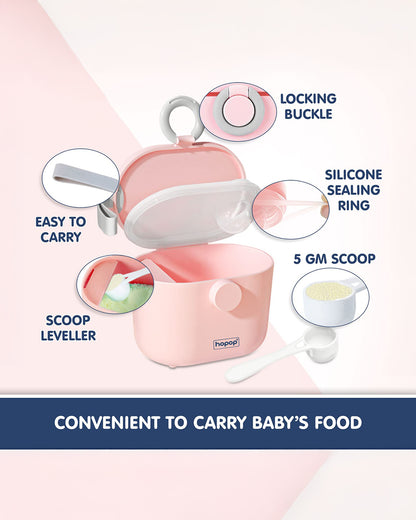 Hopop Milk Powder & Multi-Purpose Food Container-With Spoon-BPA Free Plastic-Pink-170ml
