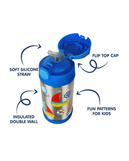Hopop Insulated Stainless Steel Sipper Water Bottle for Kids-Boat Design-300ml