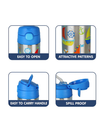 Hopop Insulated Stainless Steel Sipper Water Bottle for Kids-Boat Design-300ml