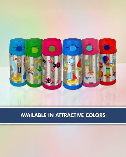 Hopop Insulated Stainless Steel Sipper Water Bottle for Kids-Alligator Design-300ml