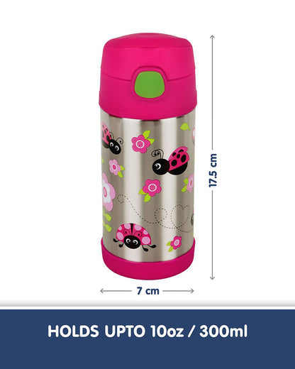 Hopop Insulated Stainless Steel Sipper Water Bottle for Kids-Ladybug Design-300ml