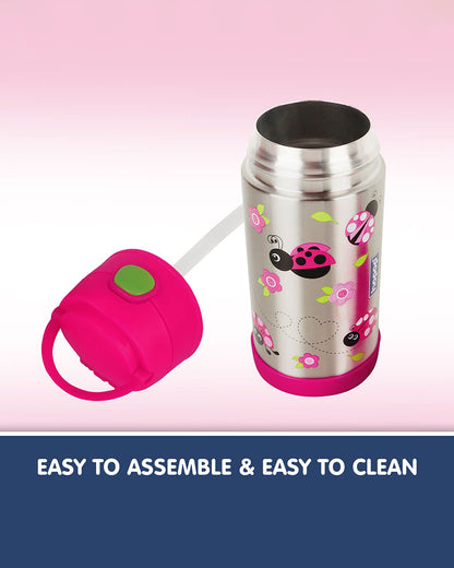 Hopop Insulated Stainless Steel Sipper Water Bottle for Kids-Ladybug Design-300ml
