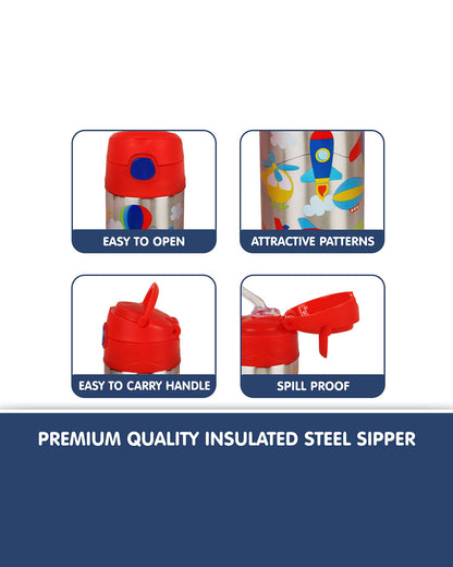 Hopop Insulated Stainless Steel Sipper Water Bottle for Kids-Flyhigh Design-300ml