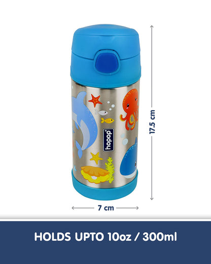 Hopop Insulated Stainless Steel Sipper Water Bottle for Kids-Sea Animals Design-300ml