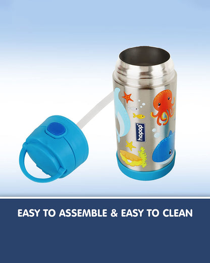 Hopop Insulated Stainless Steel Sipper Water Bottle for Kids-Sea Animals Design-300ml