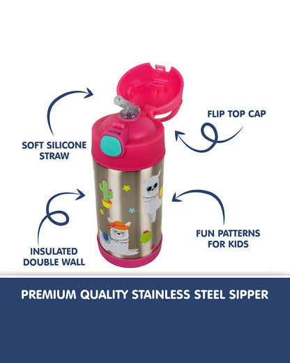 Hopop Insulated Stainless Steel Sipper Water Bottle for Kids-Lama Design-300ml