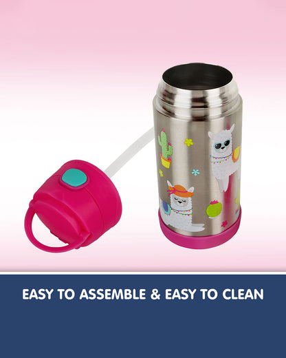 Hopop Insulated Stainless Steel Sipper Water Bottle for Kids-Lama Design-300ml