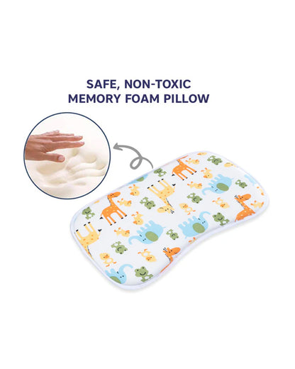 Hopop Memory Foam Baby Pillow-Prevents Flat Head Syndrome-Eases Neck Tension of Baby-Giraffe-For Infants