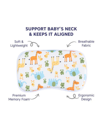 Hopop Memory Foam Baby Pillow-Prevents Flat Head Syndrome-Eases Neck Tension of Baby-Giraffe-For Infants