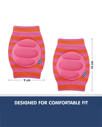 Hopop Pink & Orange Baby Elbow & Knee Pads-Breathable Material-For Crawling Infants-Multicolor