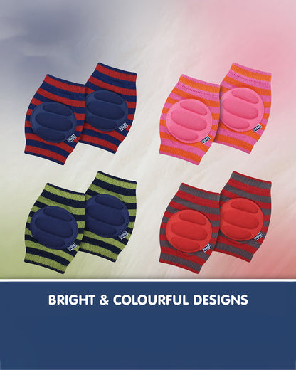 Hopop Pink & Orange Baby Elbow & Knee Pads-Breathable Material-For Crawling Infants-Multicolor