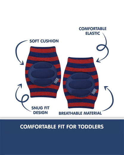 Hopop Red & Blue Baby Elbow & Knee Pads-Breathable Material-For Crawling Infants-Multicolor