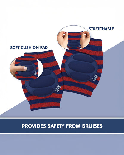 Hopop Red & Blue Baby Elbow & Knee Pads-Breathable Material-For Crawling Infants-Multicolor