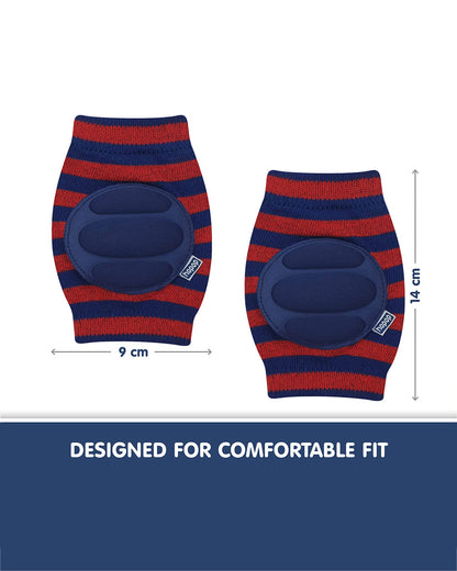 Hopop Red & Blue Baby Elbow & Knee Pads-Breathable Material-For Crawling Infants-Multicolor