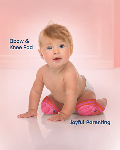 Hopop Red & Blue Baby Elbow & Knee Pads-Breathable Material-For Crawling Infants-Multicolor