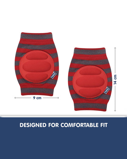 Hopop Red & Grey Baby Elbow & Knee Pads-Breathable Material-For Crawling Infants-Multicolor