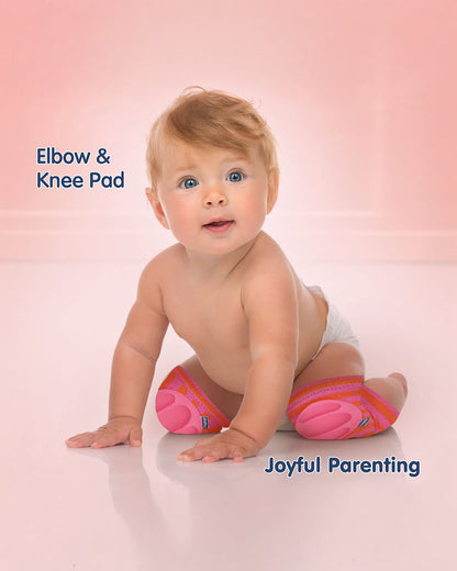 Hopop Red & Grey Baby Elbow & Knee Pads-Breathable Material-For Crawling Infants-Multicolor