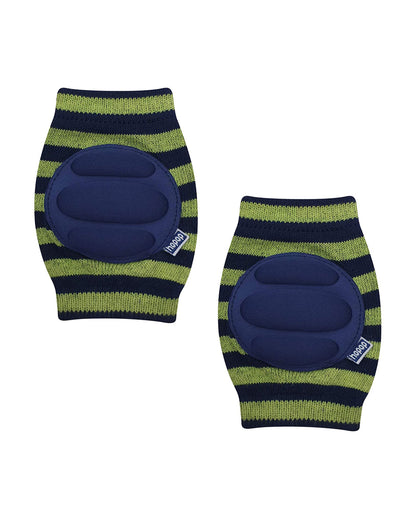 Hopop Green & Navy Baby Elbow & Knee Pads-Breathable Material-For Crawling Infants-Multicolor