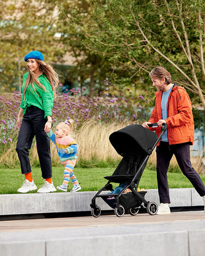 Joolz Aer+ Cabin Friendly Stroller-All Wheel Suspension-One Hand Fold-Flat Reclining Seat-Travel System Compatible-Includes Travel Bag-10 Years Transferable Warranty-For 0 to 4Y (Upto 22Kg)-Space Black