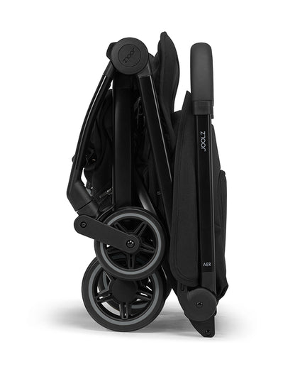 Joolz Aer+ Cabin Friendly Stroller-All Wheel Suspension-One Hand Fold-Flat Reclining Seat-Travel System Compatible-Includes Travel Bag-10 Years Transferable Warranty-For 0 to 4Y (Upto 22Kg)-Space Black