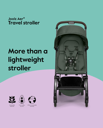 Joolz Aer+ Cabin Friendly Stroller & Carry Cot Travel System-With Bumper Bar & Travel Bag-Forest Green