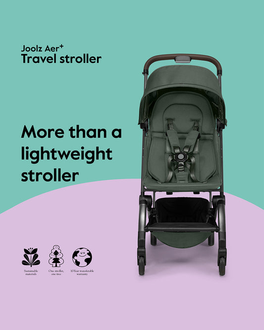 Joolz Aer+ Cabin Friendly Stroller & Carry Cot Travel System-With Bumper Bar & Travel Bag-Forest Green