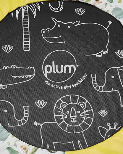 Plum Junior Jungle Bouncer Trampoline with Musical Sounds-Outdoor Toy-Motion Activated Sounds-Soft Grip Handle-18M+