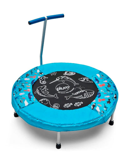 Plum Junior Ocean Bouncer Trampoline with Musical Sounds-Outdoor Toy-Motion Activated Sounds-Soft Grip Handle-18M+
