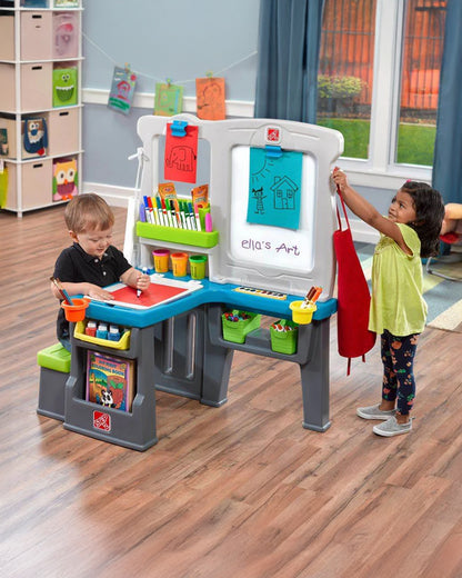 Step2 Great Creations Art Center-Art & Craft Kit-2 Sided Easel Board With Molded Bench Seat-36M+