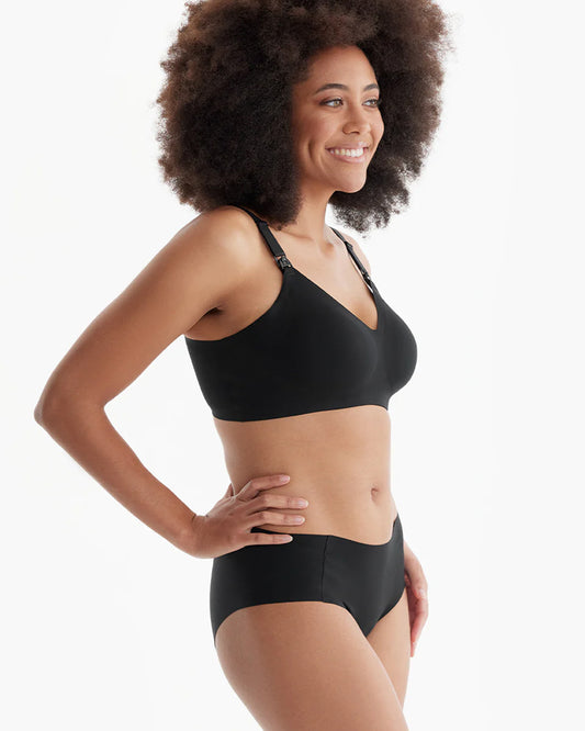 Momcozy Ultra Soft & Omni Maternity Nursing Bra-Wire Free & Padded-Front Clasps-Full Coverage-Black