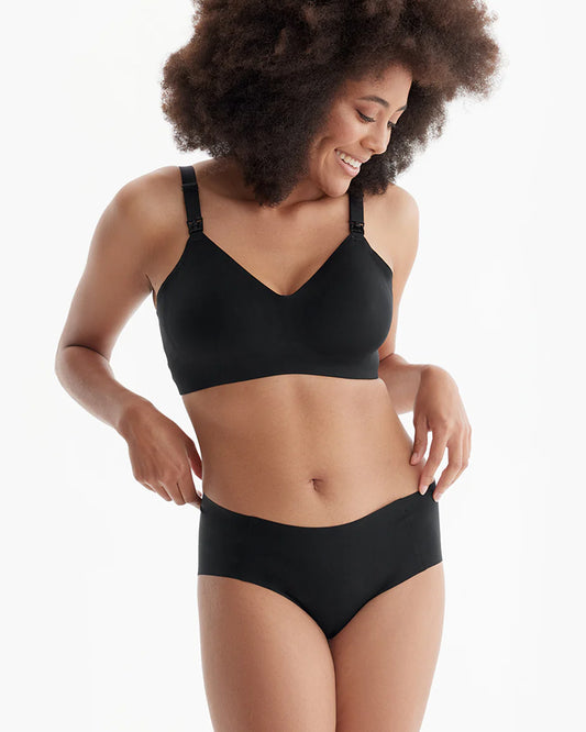 Momcozy Ultra Soft & Omni Maternity Nursing Bra-Wire Free & Padded-Front Clasps-Full Coverage-Black