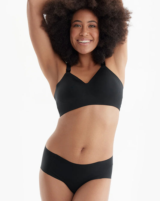 Momcozy Ultra Soft & Omni Maternity Nursing Bra-Wire Free & Padded-Front Clasps-Full Coverage-Black