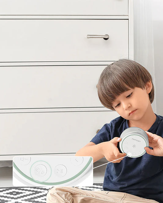 Momcozy Portable Baby Sound Machine-With 20 Soothing Sounds & Dimmable Touch Lamp-White Noise Machine For Baby's Sound Sleep-0M+