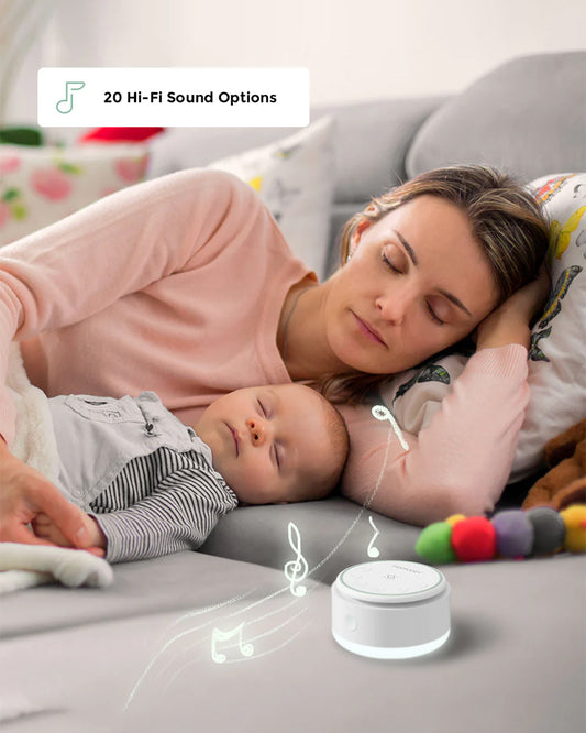 Momcozy Portable Baby Sound Machine-With 20 Soothing Sounds & Dimmable Touch Lamp-White Noise Machine For Baby's Sound Sleep-0M+