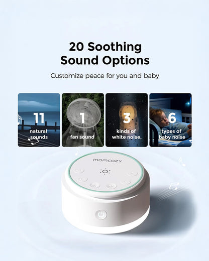 Momcozy Portable Baby Sound Machine-With 20 Soothing Sounds & Dimmable Touch Lamp-White Noise Machine For Baby's Sound Sleep-0M+