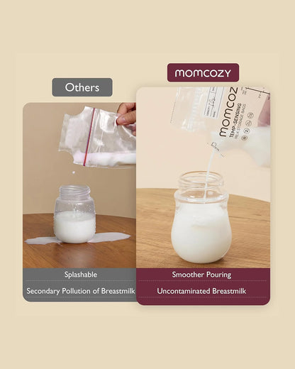 Momcozy Spout Breast Milk Storage Bags-Disposable-Color Changing Temperature Indicator-No Leak-Pack of 120-250ml