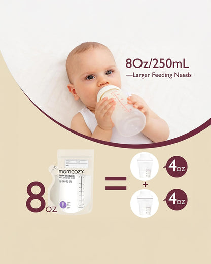 Momcozy Spout Breast Milk Storage Bags-Disposable-Color Changing Temperature Indicator-No Leak-Pack of 120-250ml