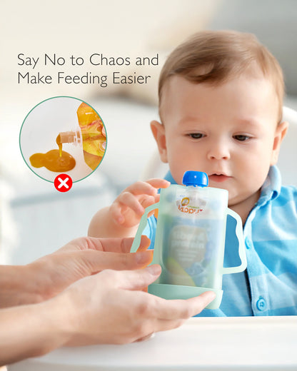 Momcozy Baby Pouch Holder-Multiple Ways to Use-BPA-Free-Easy Grip for Self Feeding