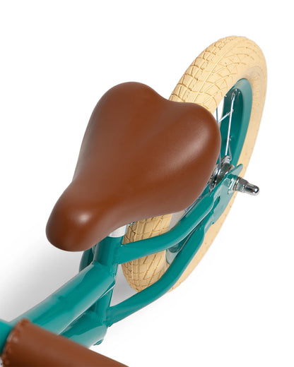 Todds Balance Bike-ISO 8124 Certified-12 Inches-Adjustable Handlebar & Seat Height-Hand Stitched Custom Grip-Non Toxic Lead Free Paint-18M+-Teal