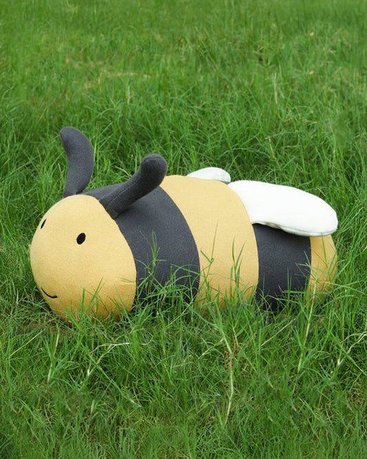 Pluchi Honey Bee Cotton Knitted Stuffed Soft Toy-Washable Plush Cuddly Toy For Newborn