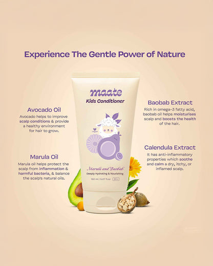 Maate Baby Conditioner-With Organic Avocado Butter, Marula Oil & Baobab-Nourishes & Detangles Hair