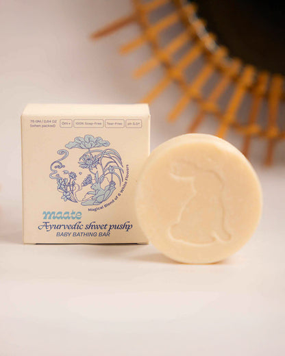 Maate Shwet Pushp Baby Soap Bar-Infused with Rice Extract & Shea Butter-Pack of 3