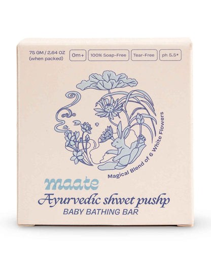 Maate Shwet Pushp Baby Soap Bar-Infused with Rice Extract & Shea Butter-Pack of 3